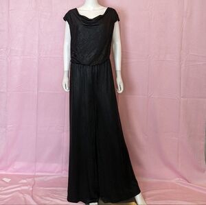 Connected Apparel Black Wide Leg Shimmer Semiformal Jumpsuit size 24W